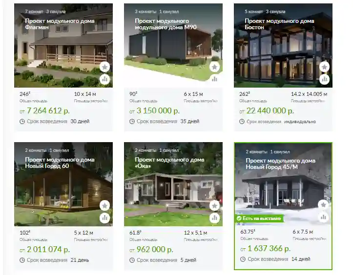 Проекты, примерные цены и сроки строительства модульных домов